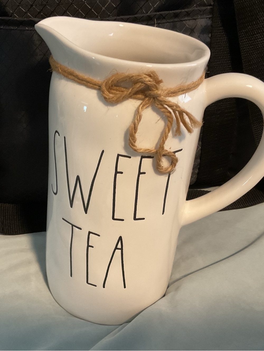 Rae Dunn White "Sweet Tea" Ceramic Pitcher with Twine